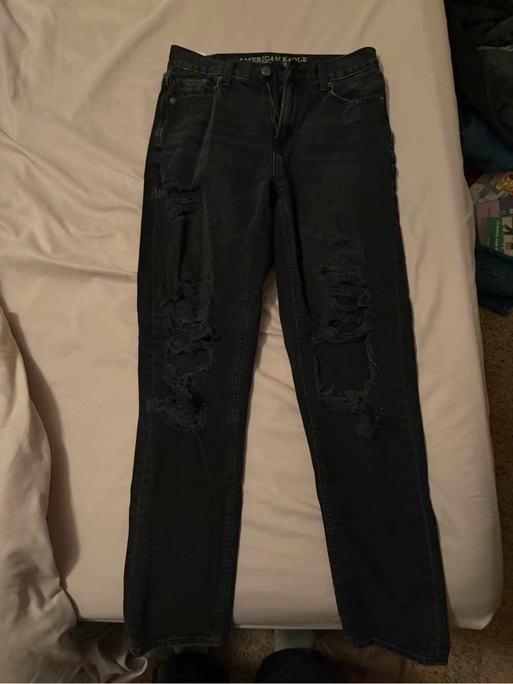 American Eagle Outfitters Black Distressed Skinny Jeans